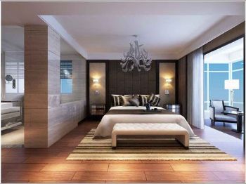 现代简约125平三居室效果图现代卧室装修图片