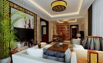 新中式风格二居装修效果图中式客厅装修图片