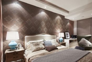 100平简约美式时尚雅居案例美式卧室装修图片