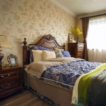 82平美式风中户型装修案例欣赏美式卧室装修图片