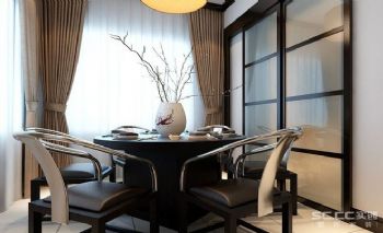 250平别墅新中式风效果图中式餐厅装修图片