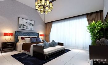 250平别墅新中式风效果图中式卧室装修图片