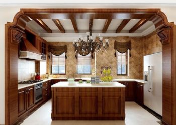 300平美式风格别墅装修效果图美式厨房装修图片