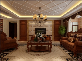 195平美式古典装修案例欣赏古典客厅装修图片
