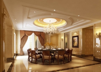 窗帘设计可把餐厅装扮的个性十足欧式餐厅装修图片
