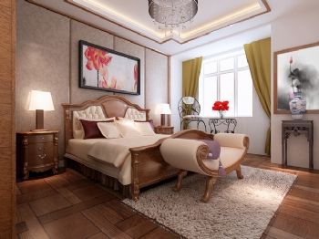 120平盛世丽都中式传统设计风格中式卧室装修图片