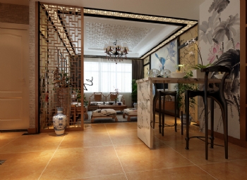 120平盛世丽都中式传统设计风格中式客厅装修图片