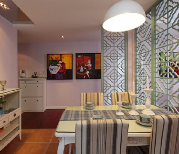 金地国际花园3居室混搭风格装修效果图混搭餐厅装修图片