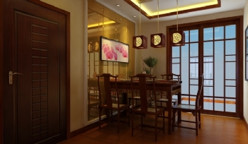 120平水榭花都苑中式风装修案例欣赏中式餐厅装修图片