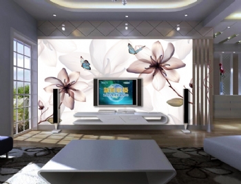 2015最新手绘电视背景墙案例欣赏古典客厅装修图片
