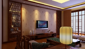 120平中式风大户型装修案例欣赏中式客厅装修图片