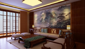 120平中式风大户型装修案例欣赏中式客厅装修图片