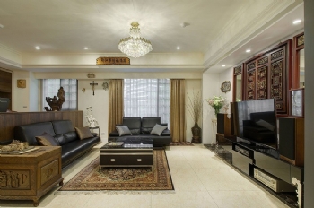 135平中式大户型温馨雅居欣赏中式客厅装修图片