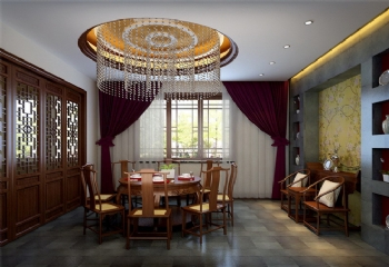 253平四居中式风装修案例中式餐厅装修图片