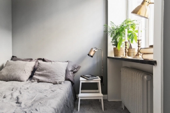 57平米灰色主打尽显北欧风小公寓欧式卧室装修图片
