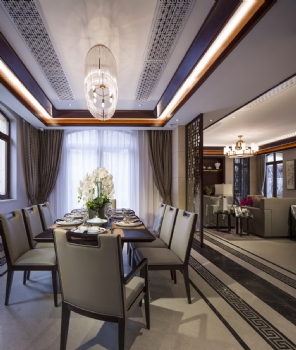180平米新古典中式风格中式餐厅装修图片
