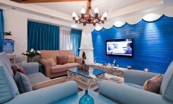 180平地中海蓝色风情大户型装修案例地中海客厅装修图片