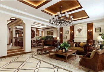 300平别墅美式风装修效果图美式客厅装修图片