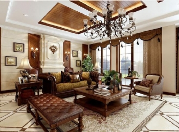300平别墅美式风装修效果图美式客厅装修图片