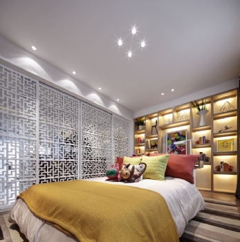 大户型现代中式风格案例现代卧室装修图片