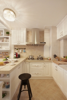 89平清新美式小二居装修效果图美式厨房装修图片