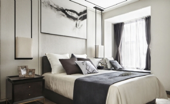 135平新中式风格，细线条内敛的空间中式卧室装修图片