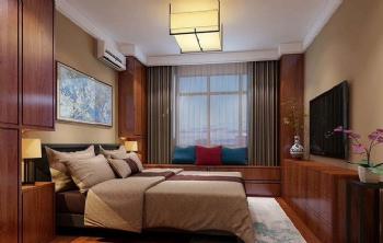 126平三居新中式风案例欣赏中式卧室装修图片