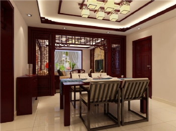 105平二居中式风装修案例欣赏中式餐厅装修图片