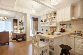 89平清新美式小二居案例美式风格厨房