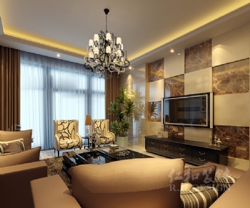 大平层铂翠湾现代豪华设计现代客厅装修图片