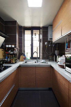 90平现代简约三室二厅案例现代厨房装修图片