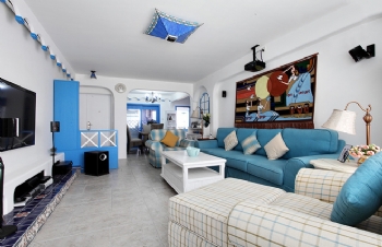 100平地中海风格实景蓝色格调案例赏析地中海客厅装修图片