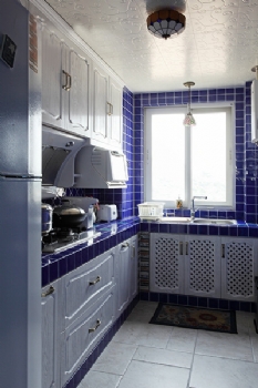 100平地中海风格实景蓝色格调案例赏析地中海风格厨房