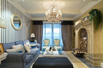 158平欧式风格加地中海元素风格家地中海客厅装修图片