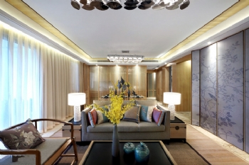 原木风格新中式时尚家欣赏中式客厅装修图片