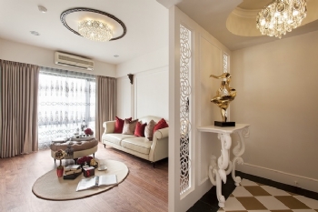 93平新古典清新典雅时尚公寓古典客厅装修图片