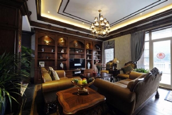 美式混搭新中式 时尚别墅设计混搭客厅装修图片