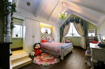 美式混搭新中式 时尚别墅设计混搭卧室装修图片