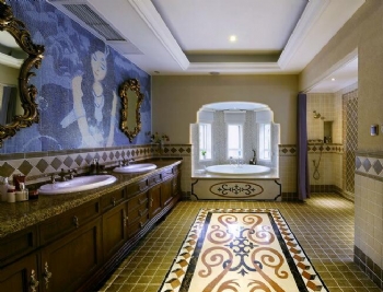 美式混搭新中式 时尚别墅设计混搭卫生间装修图片