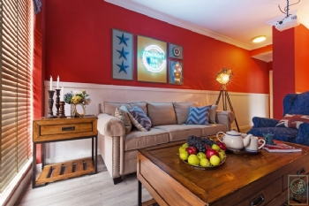60平红色混搭设计案例欣赏混搭客厅装修图片