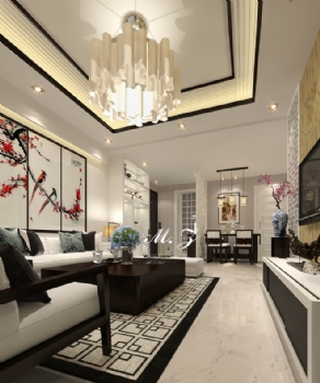 71平米新中式风格美家中式客厅装修图片
