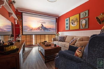 60平米红色主题美剧之家美式客厅装修图片