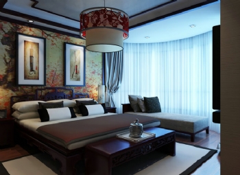 大户型中式古典三居室案例欣赏中式卧室装修图片