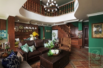 190平方乡村美式风格家案例美式客厅装修图片