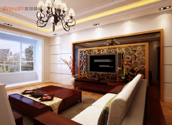 简约中式的时尚之家欣赏混搭客厅装修图片