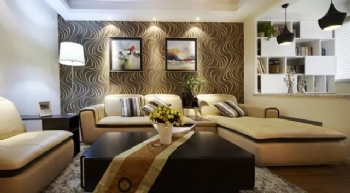 122平现代简约温馨雅居 惹人眼馋的沙发背景墙创意设计现代客厅装修图片
