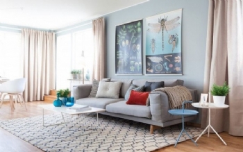 粉蓝色阳光公寓案例欣赏简约客厅装修图片
