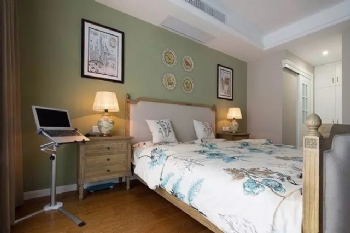 145平美式清新靓宅，空间利用大放异彩美式卧室装修图片