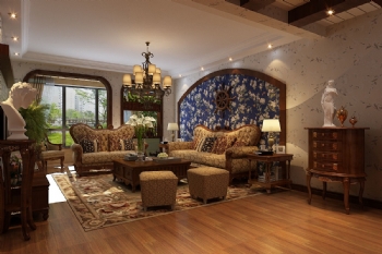 别墅式美式风装修案例美式客厅装修图片
