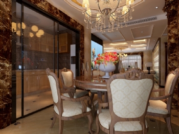 176平奢华欧式三居装修效果图欧式餐厅装修图片